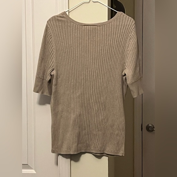 Lane Bryant Beige Quarter Sleeve Knitted Sweater Top - Picture 2 of 3